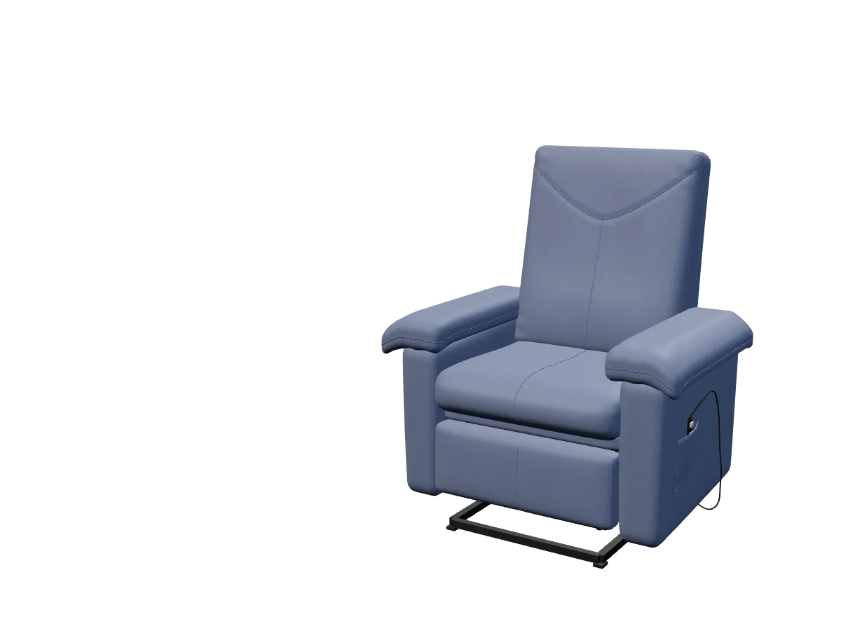 Render 3D da poltrona elétrica CouroMobi